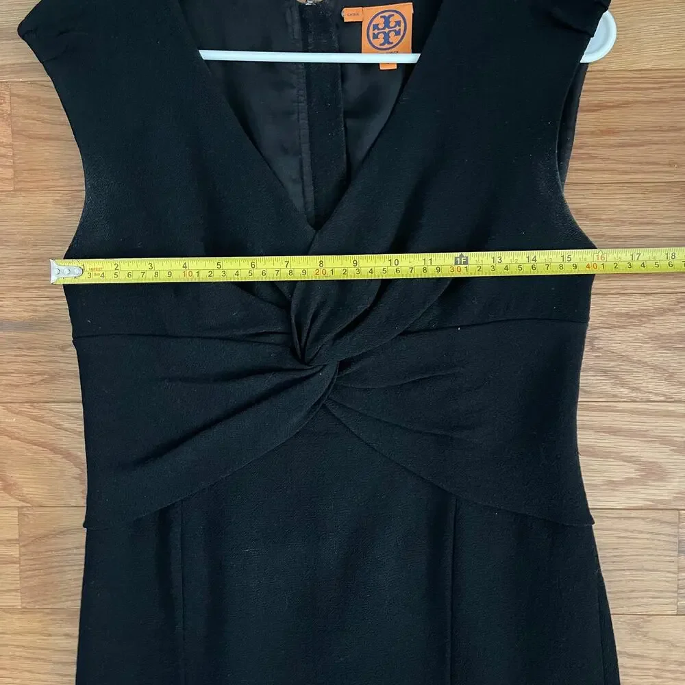 Tory Burch Patrice Sheath Dress Black Twist Front Womens Size 4 Work Cocktail
